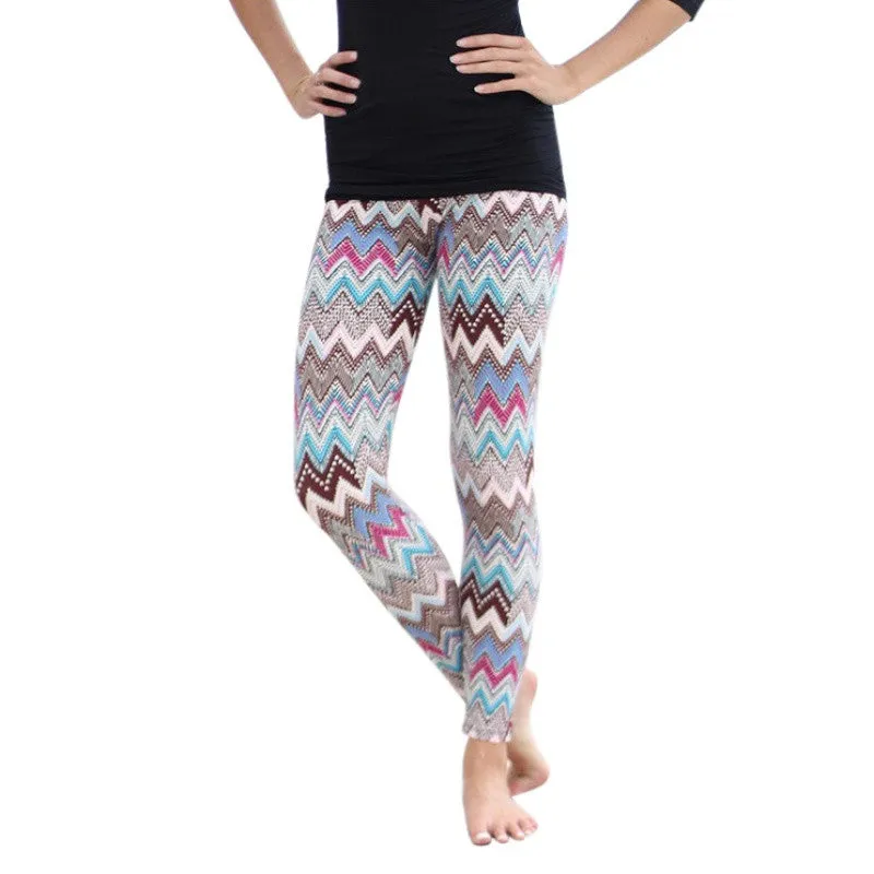 New Women Plus Size Tribal Aztec Printed Leggings 9 Colors Long Soft Size S-XLSM6