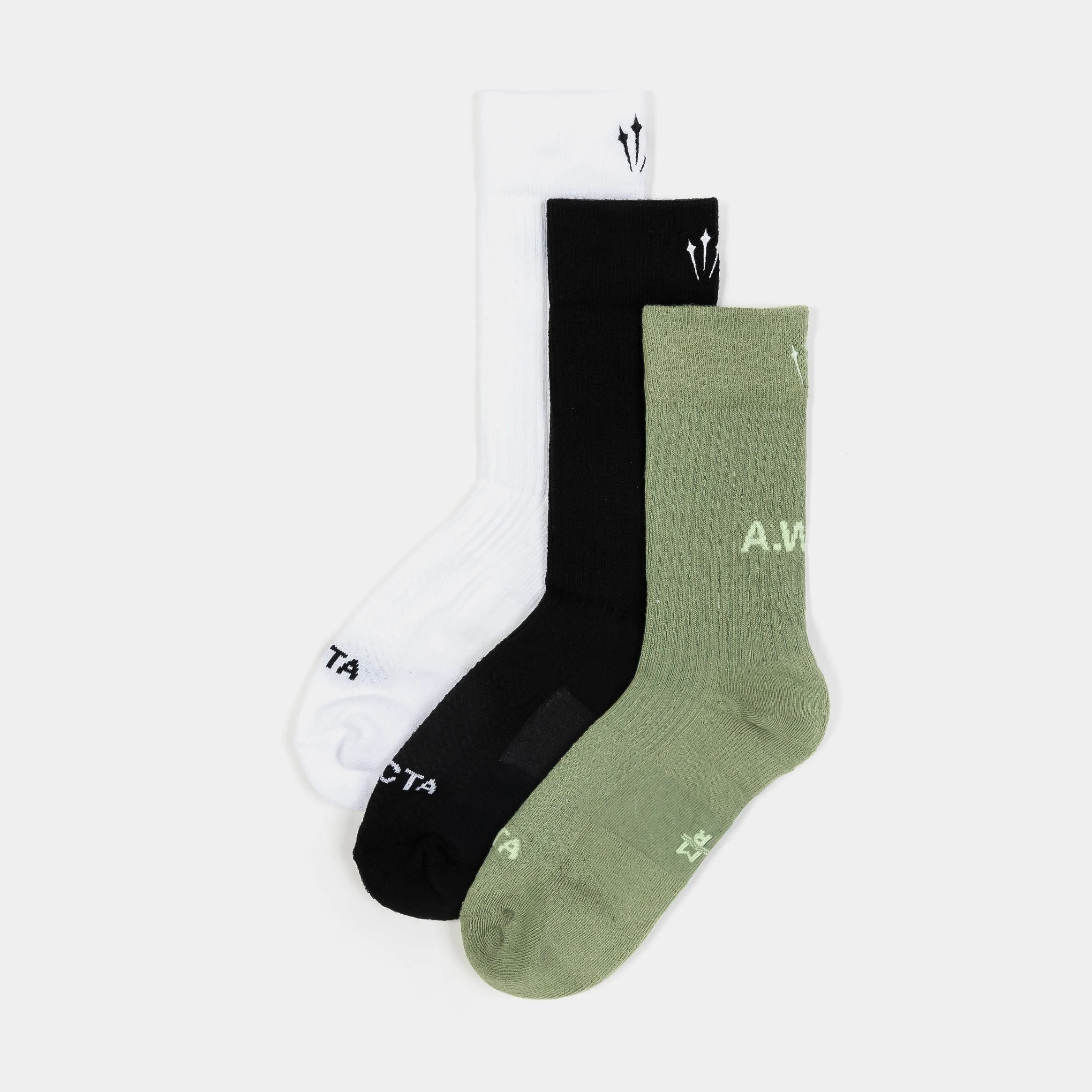 NOCTA 3 Pack Crew Mens Socks (Black/Multi)