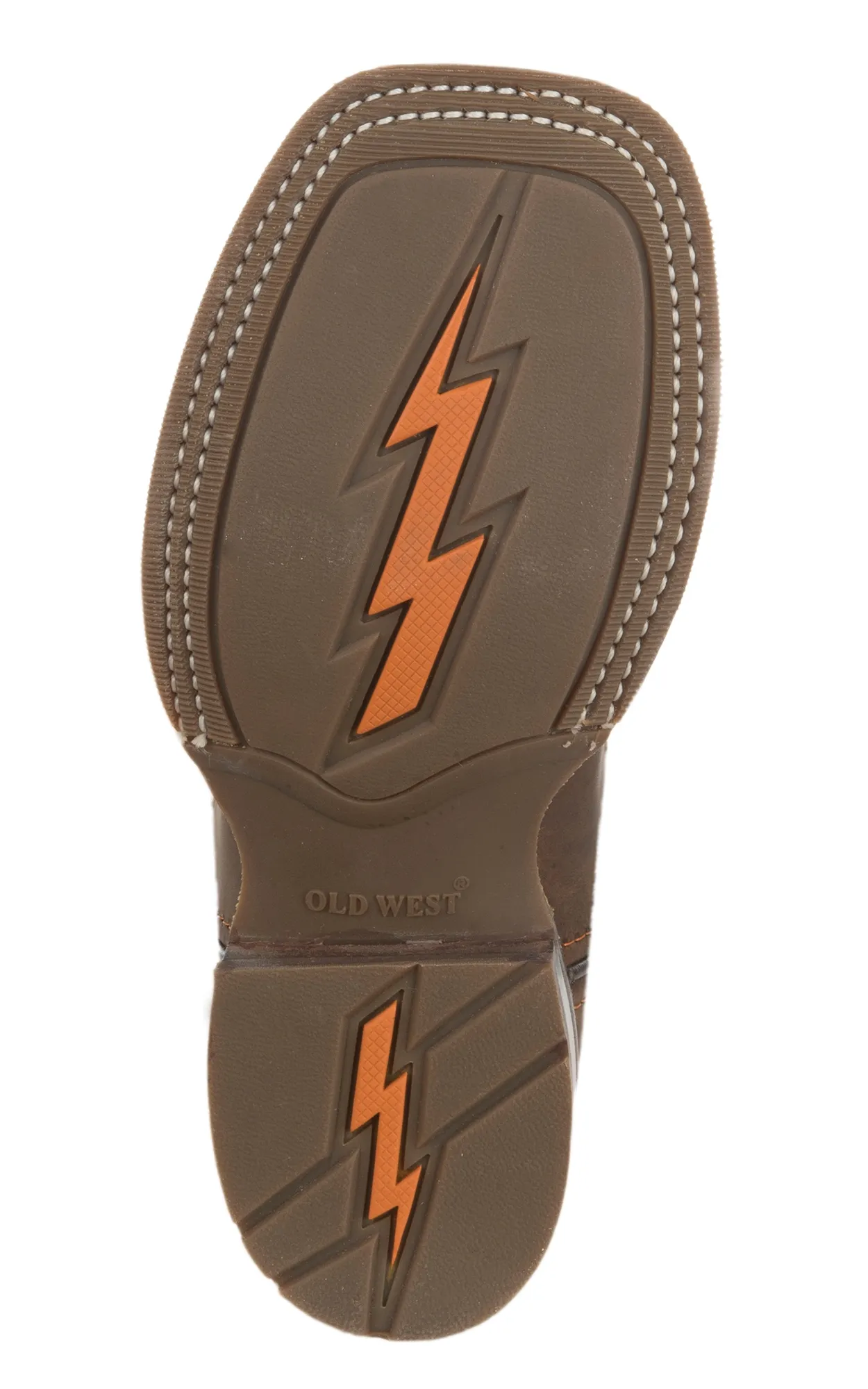 Old West Kids Brown and Orange Square Toe Cowboy Boots