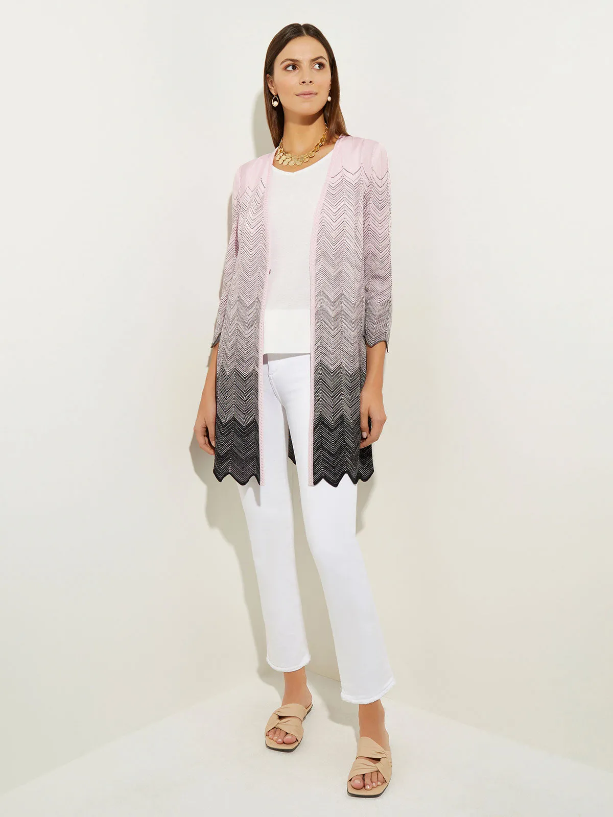 Ombre Chevron Classic Knit Jacket