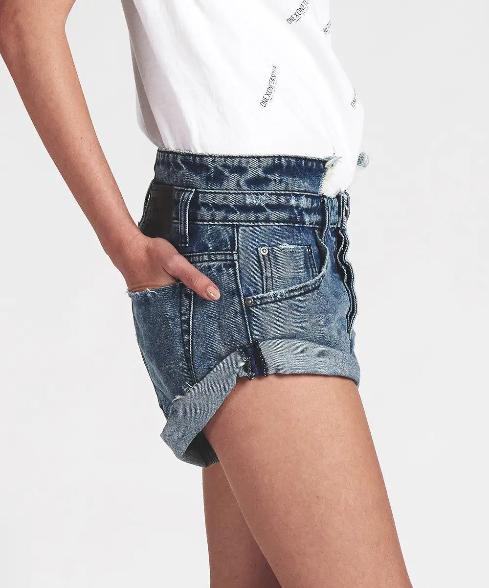 One Teaspoon Blue Society Bandits Jean Shorts Cut Offs