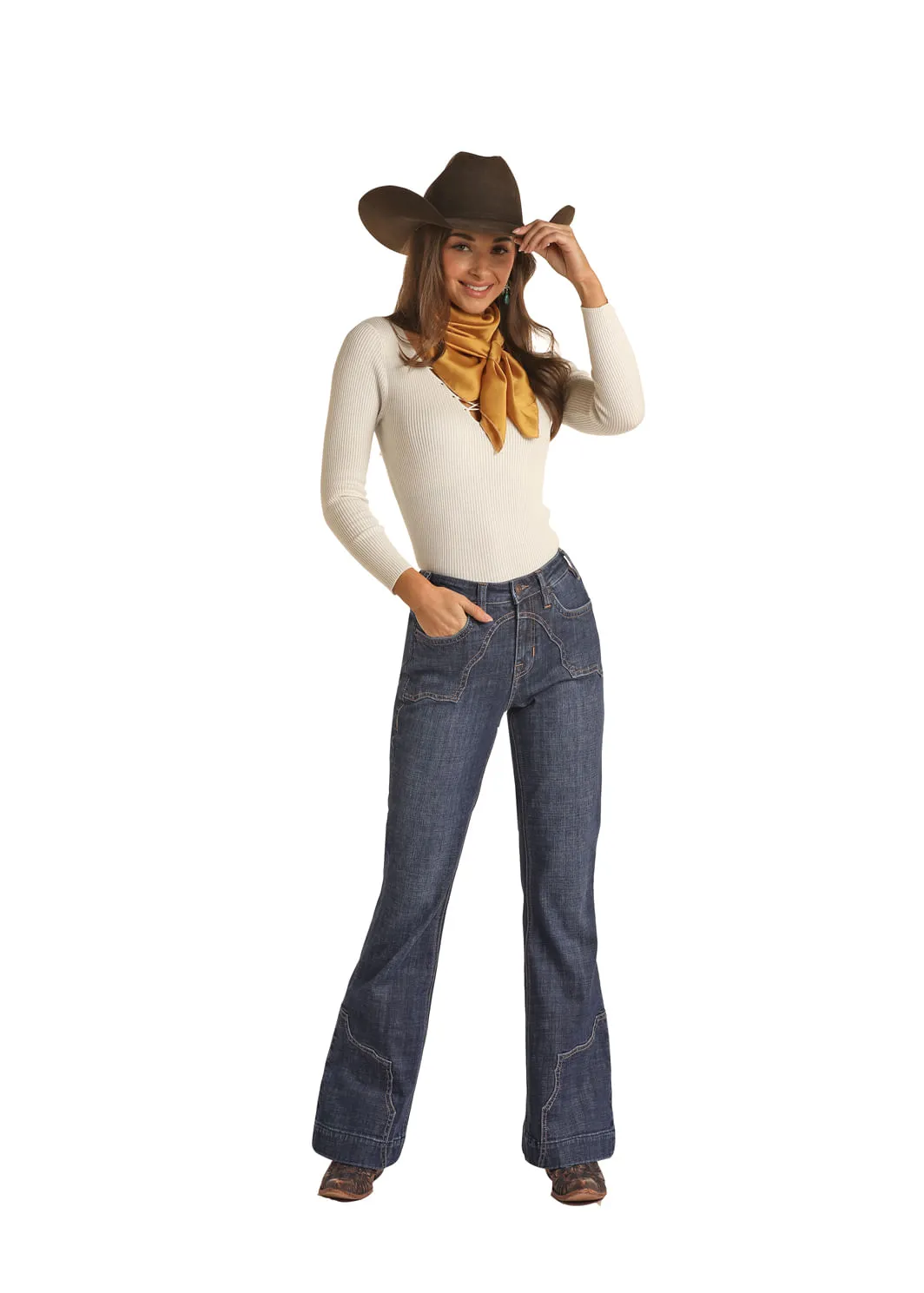 Panhandle Slim Womens Front Western Yoke Trouser Jeans