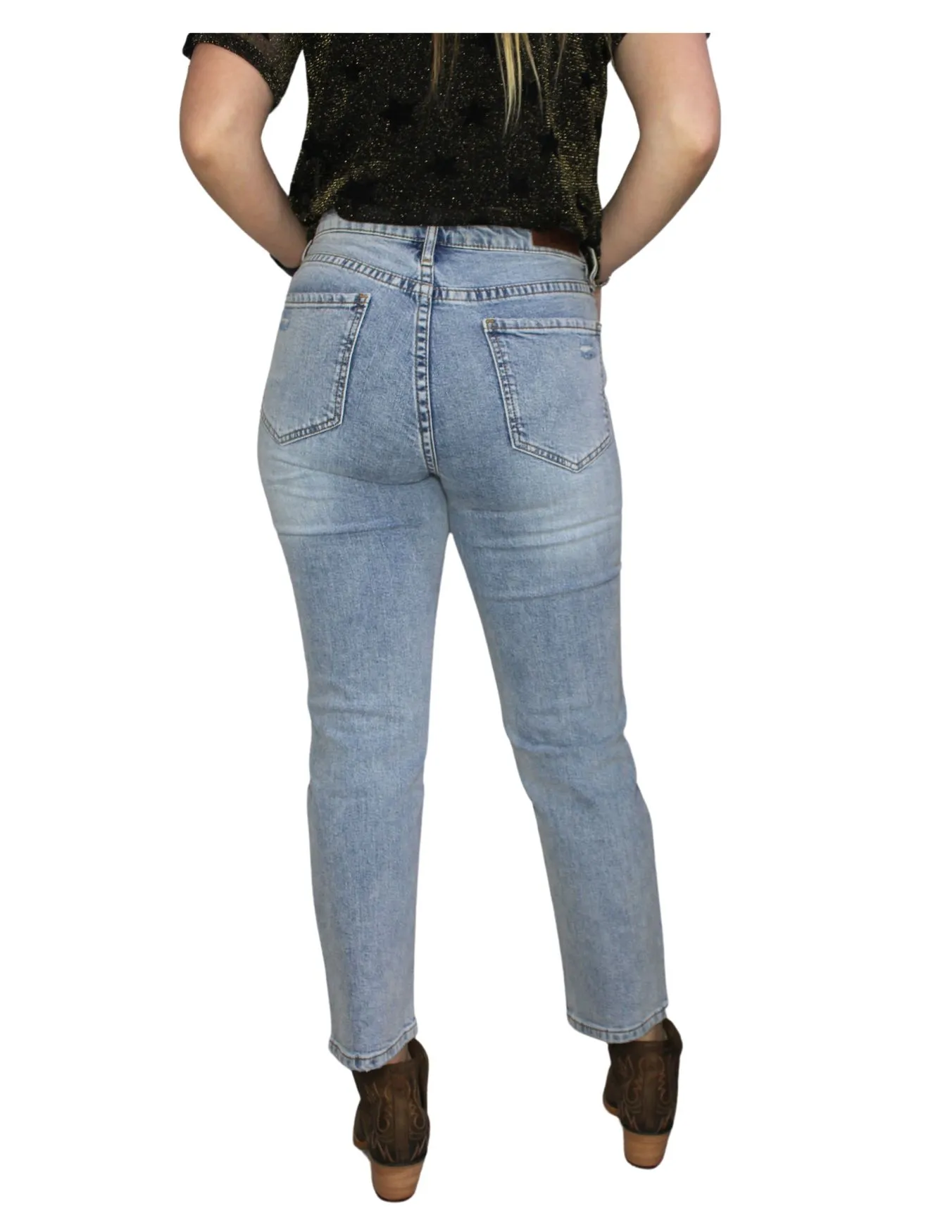 Panhandle Slim Womens Light Vintage Straight Crop Jeans