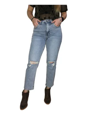 Panhandle Slim Womens Light Vintage Straight Crop Jeans