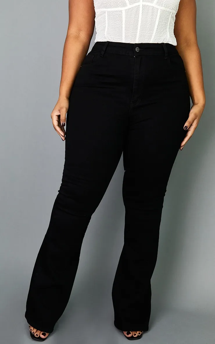 Plus Black Flare Denim Jeans | Plus Size