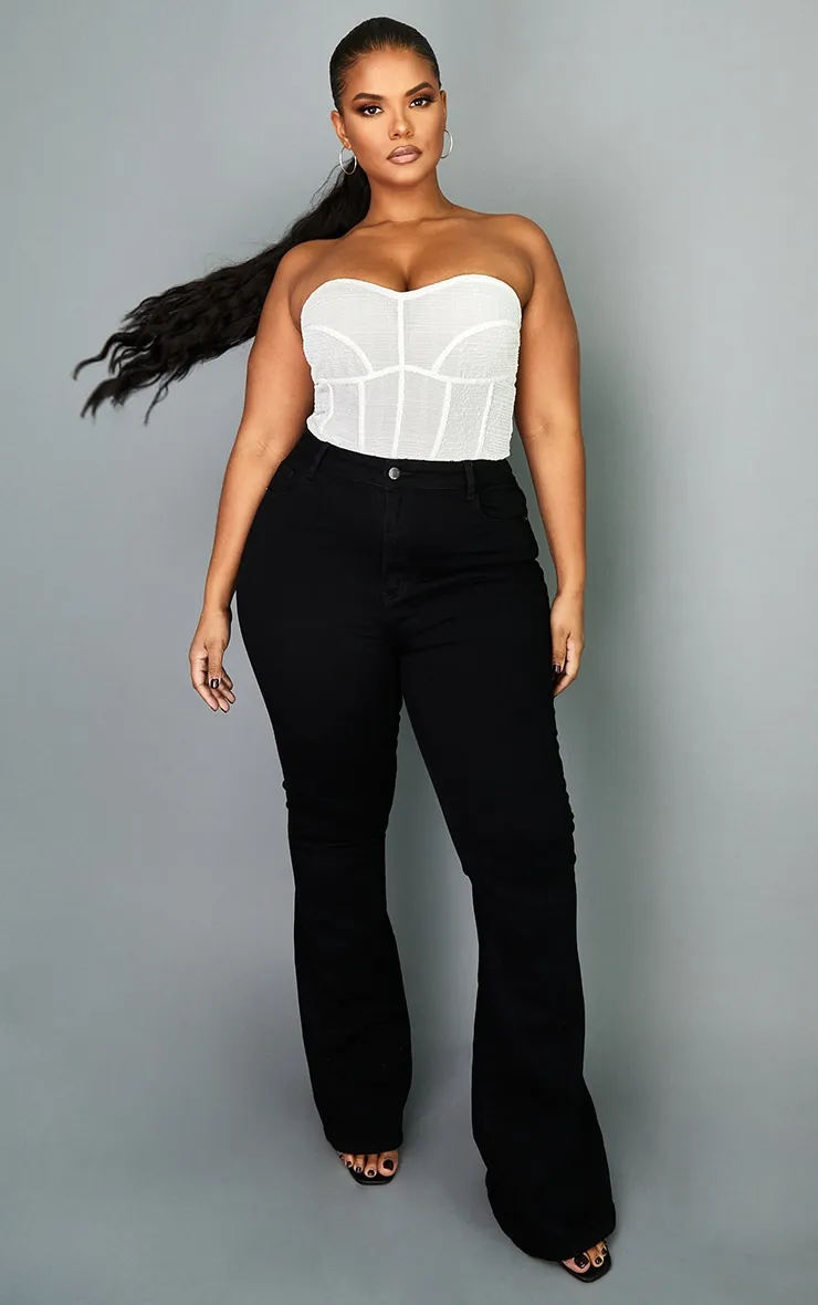 Plus Black Flare Denim Jeans | Plus Size