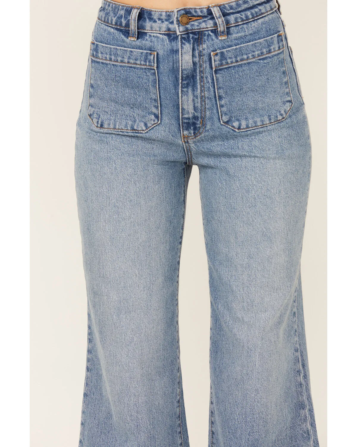 Product Name:  Rolla's Women's Boot Barn Exclusive Brad Medium Wash High Rise Sailor Wide Leg Stretch Denim Jeans