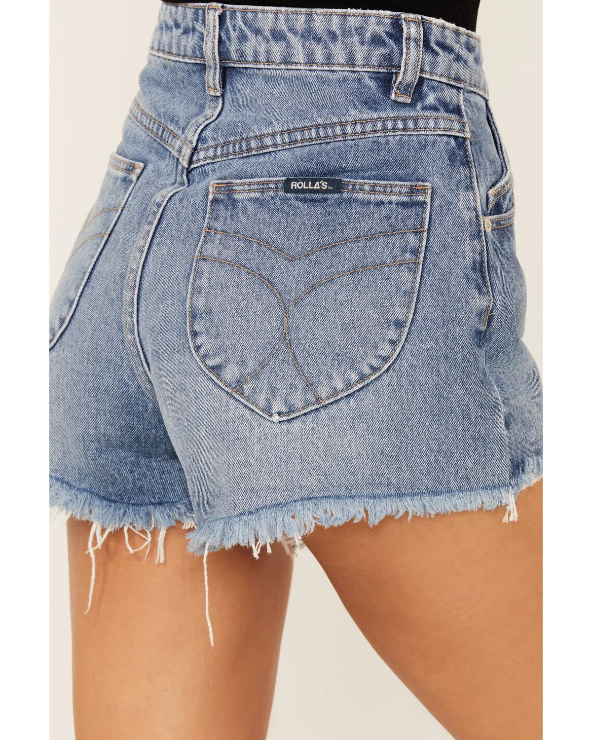 Product Name:  Rolla's Women's Boot Barn Exclusive Salty Medium Wash High Rise Frayed Hem Duster Shorts