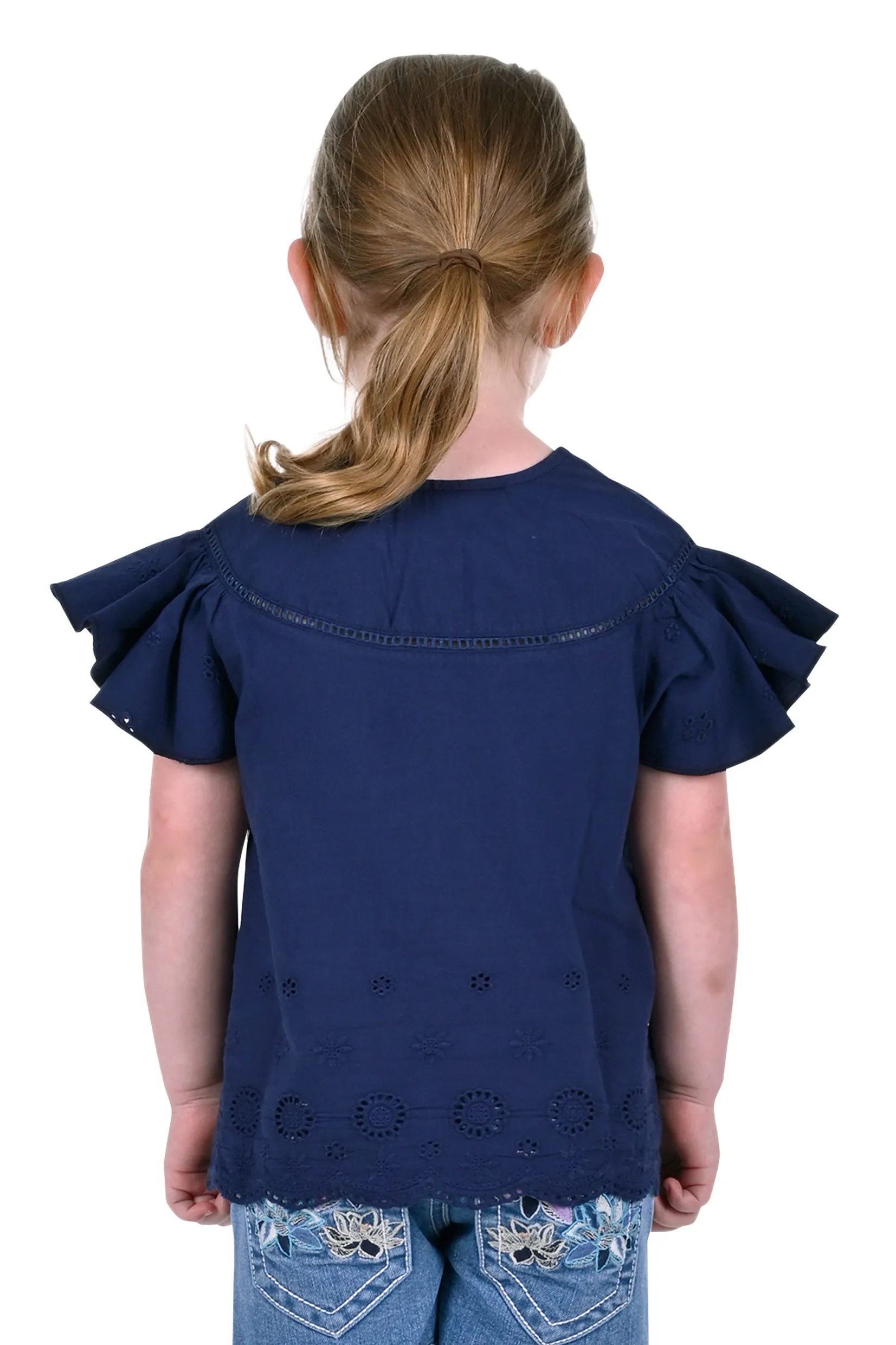 Pure Western Girls Jane Button Through Top - Navy - P3S5230618