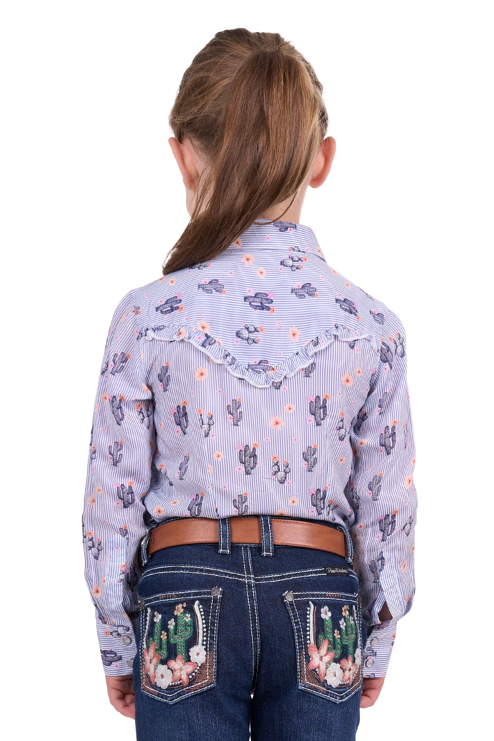 Pure Western Girls Mavis Print Western L/S Shirt - Navy - P4S5127992