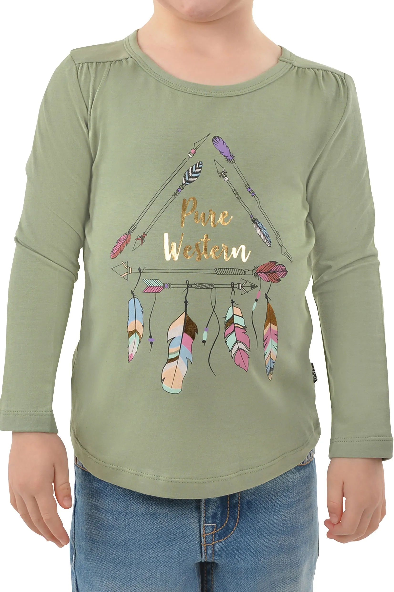 Pure Western Girls Spike L/S Tee - Moss - P3W5525738