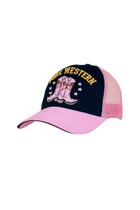 Pure Western Kids Mimi Trucker Cap - Navy/Pink - P4S5947CAP