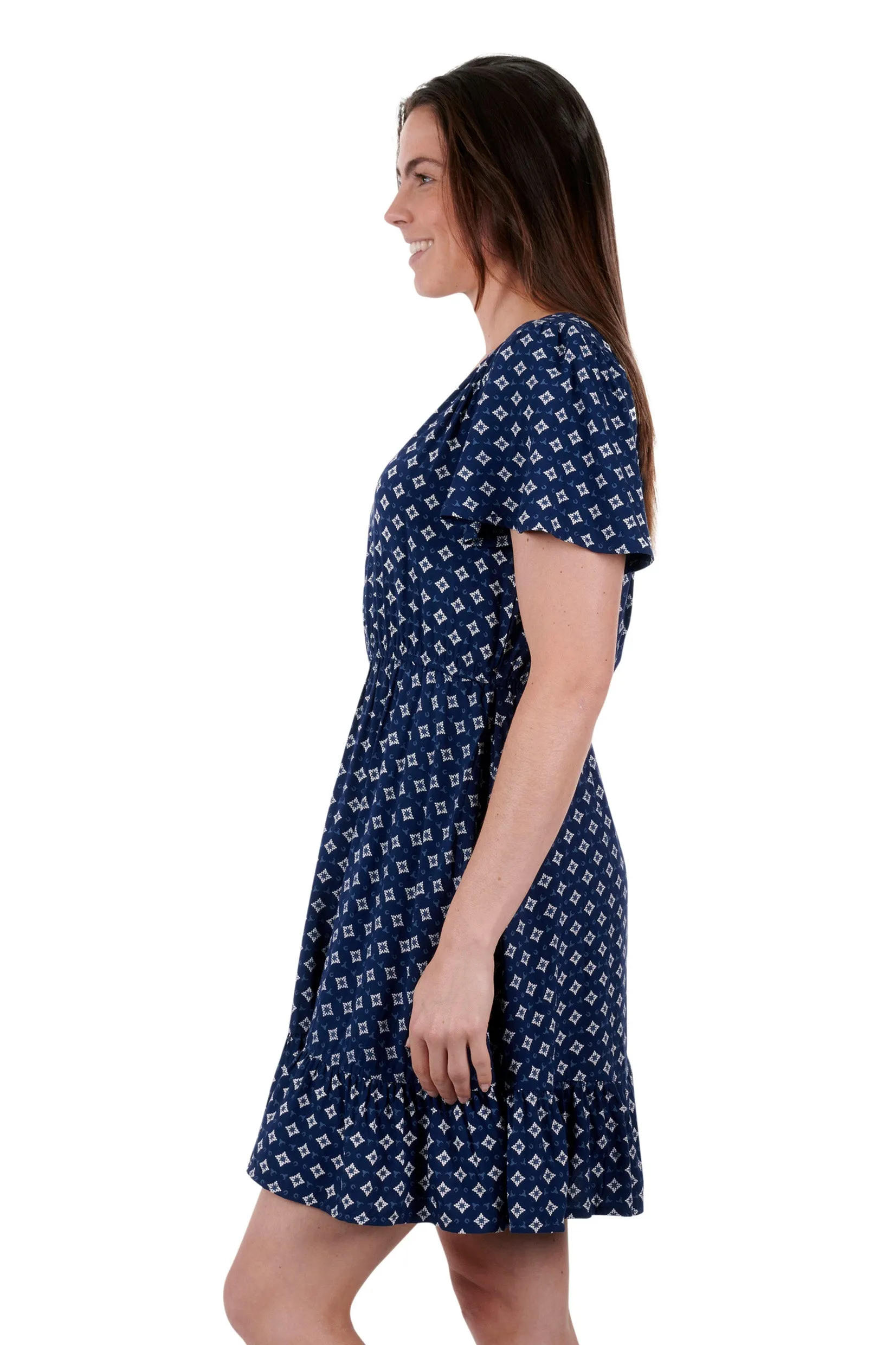 Pure Western Ladies Bethany Short Sleeve Dress - Navy - P3S2400696