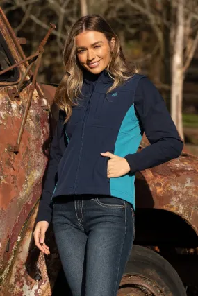 Pure Western Ladies Tracy Soft Shell Vest - Navy/Aqua - P4W2603929