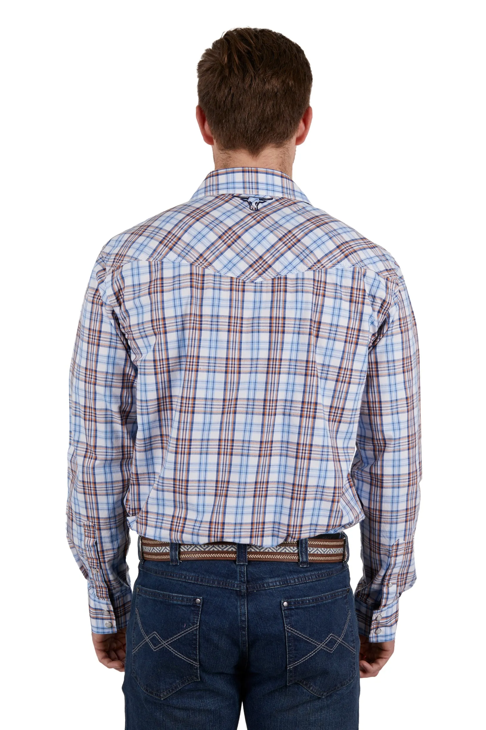 Pure Western Mens Lucas L/S Shirt - White/Blue - P4W1100823