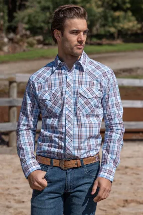 Pure Western Mens Lucas L/S Shirt - White/Blue - P4W1100823