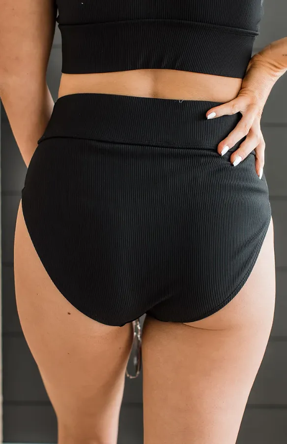 Ray Of Sunshine Swim Bottoms - Black Ribbed