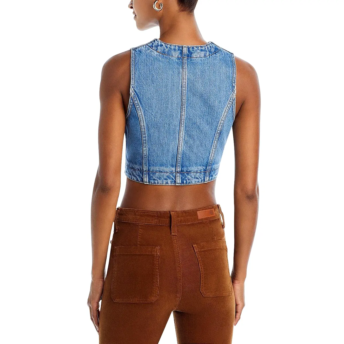 RE/DONE Womens Micro Trucker Cropped Jean Denim Vest