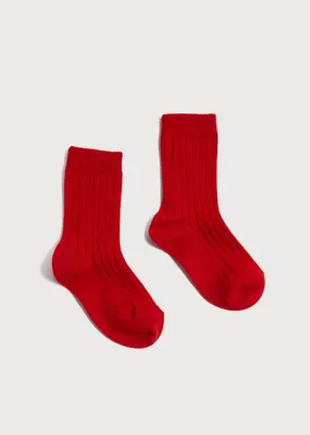 Ribbed Shorts Socks Red (3mths-8yrs)