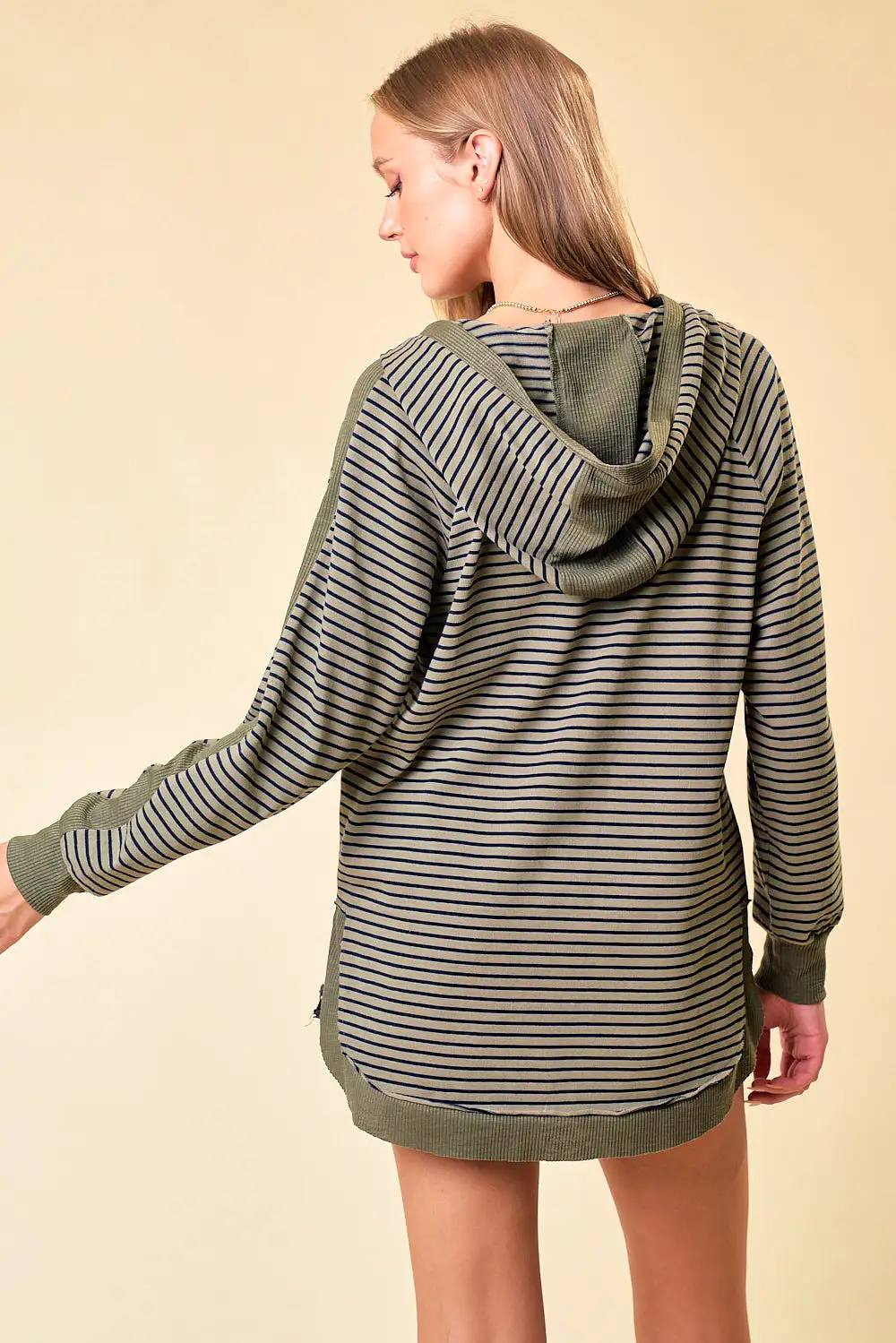 Silence in the Night Striped Top - Olive