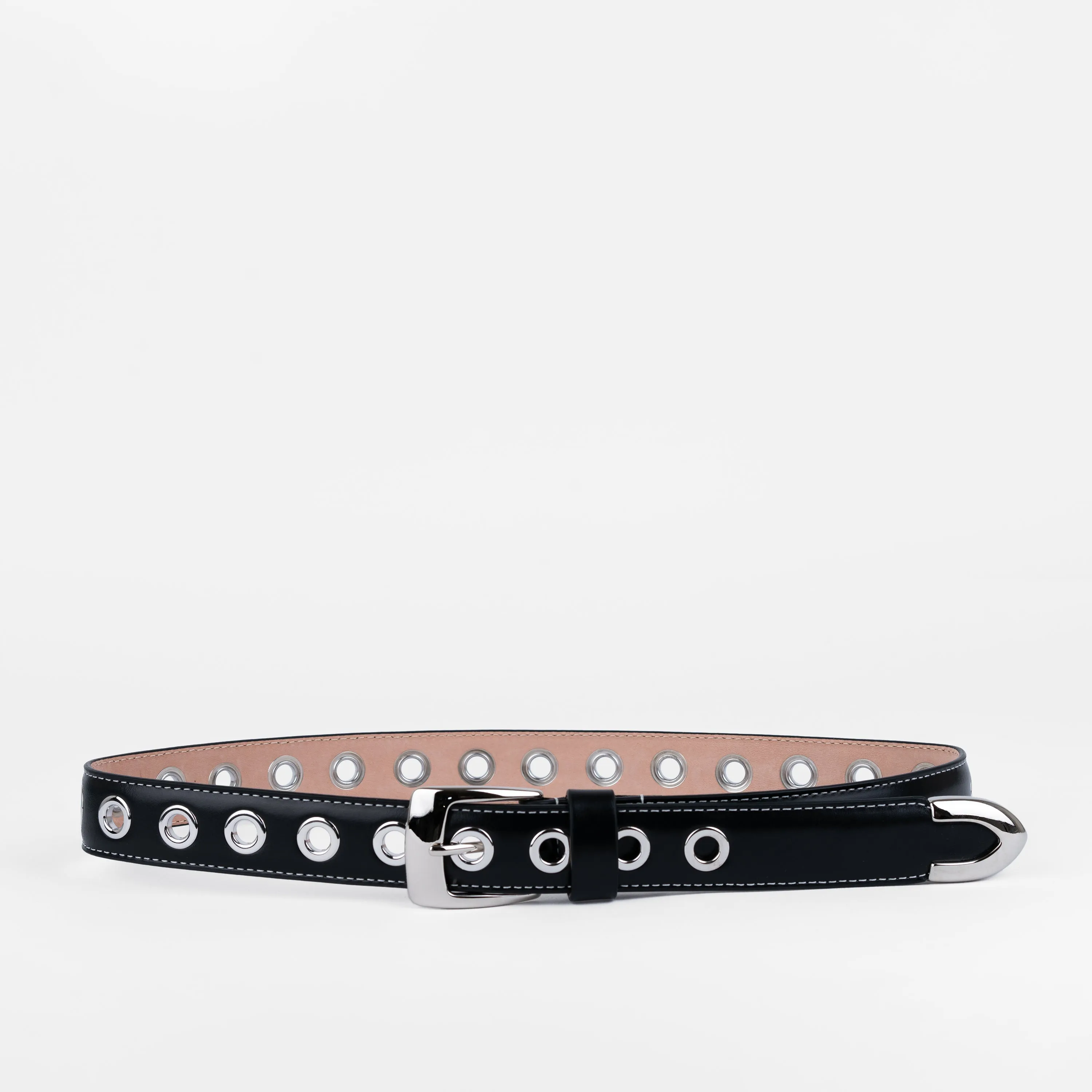 Slim Eyelet Belt Black