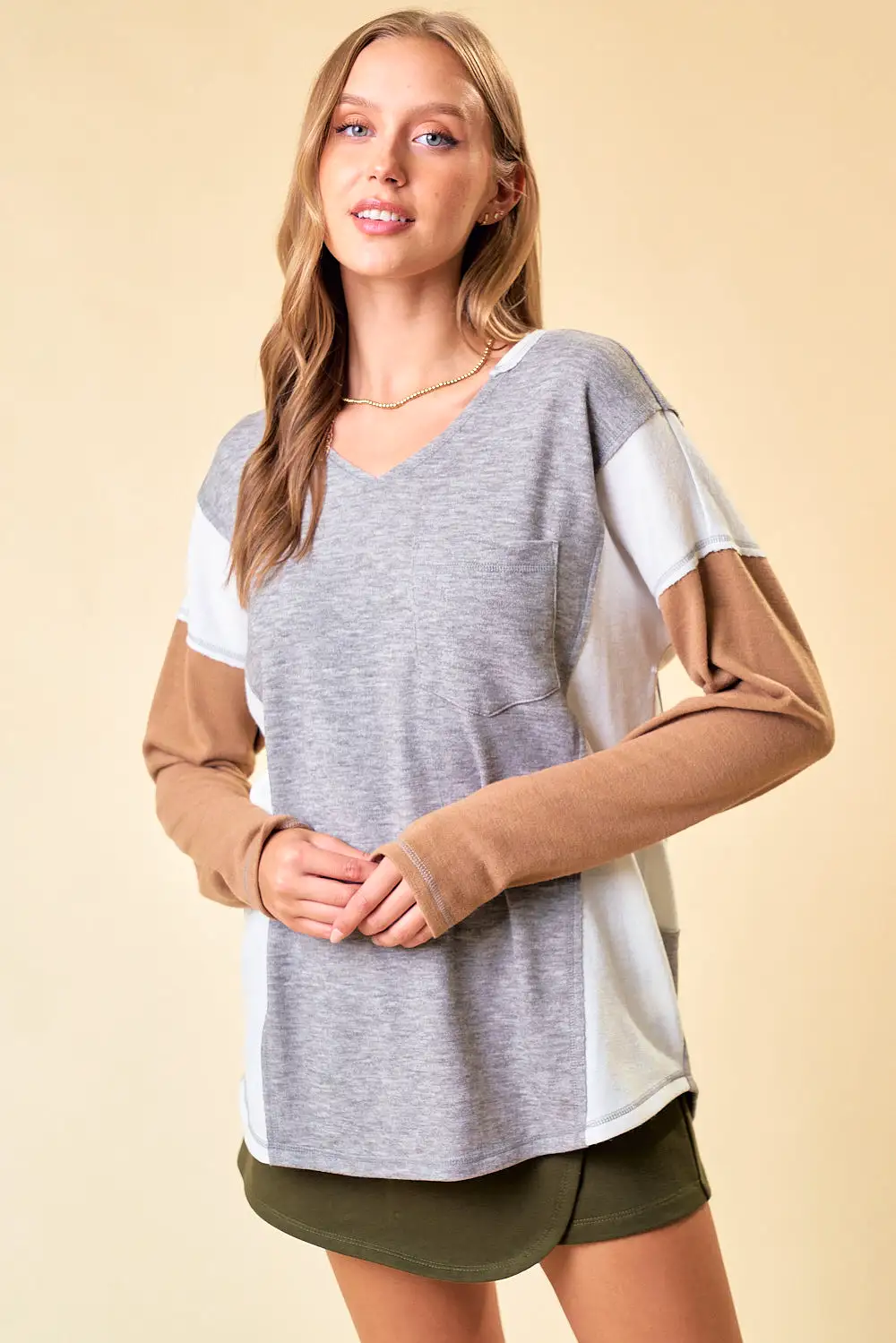 Standing Still Knit Top - Grey