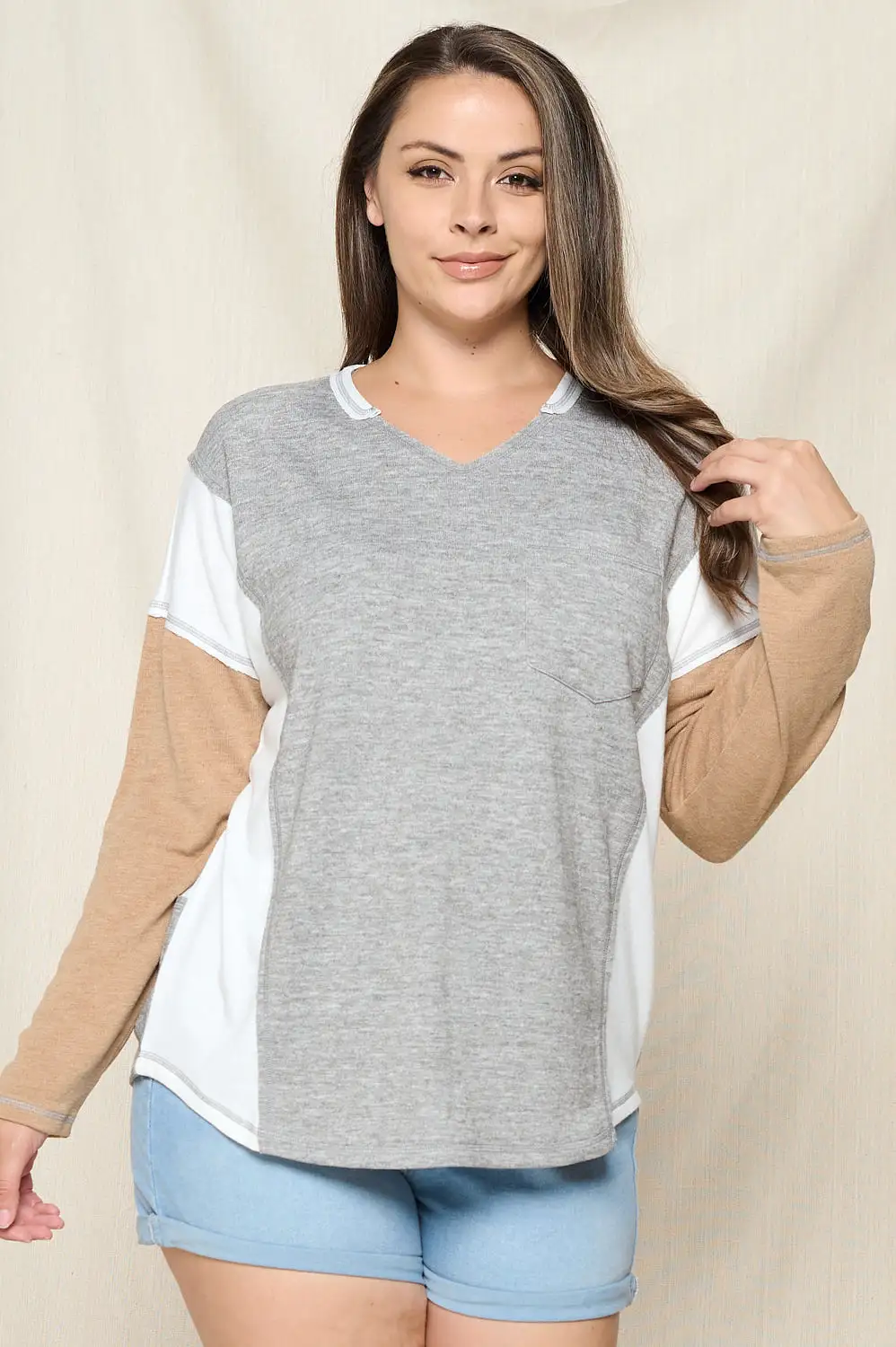 Standing Still Knit Top - Grey