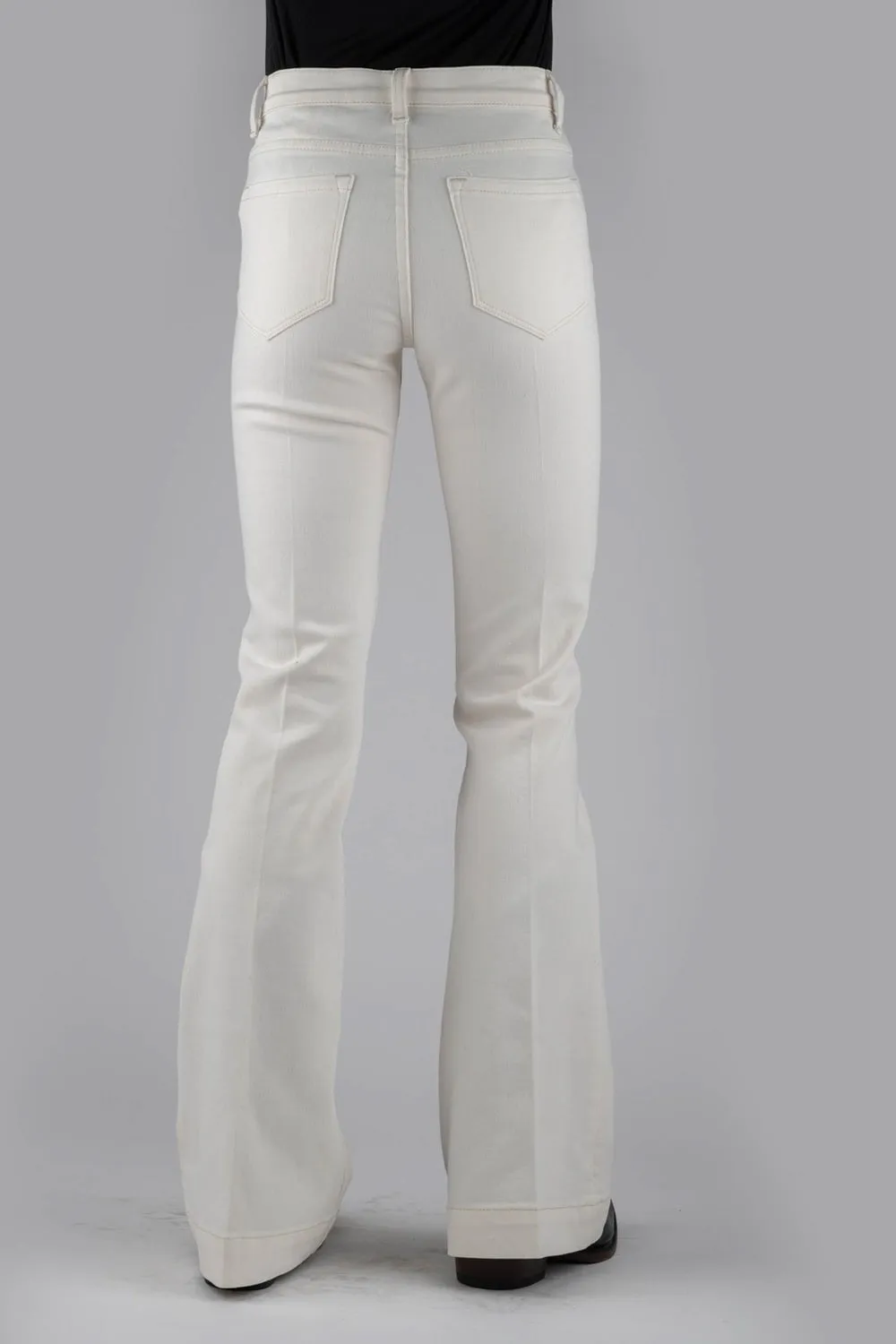 Stetson Womens 921 High Waist Plain White Cotton Blend Jeans