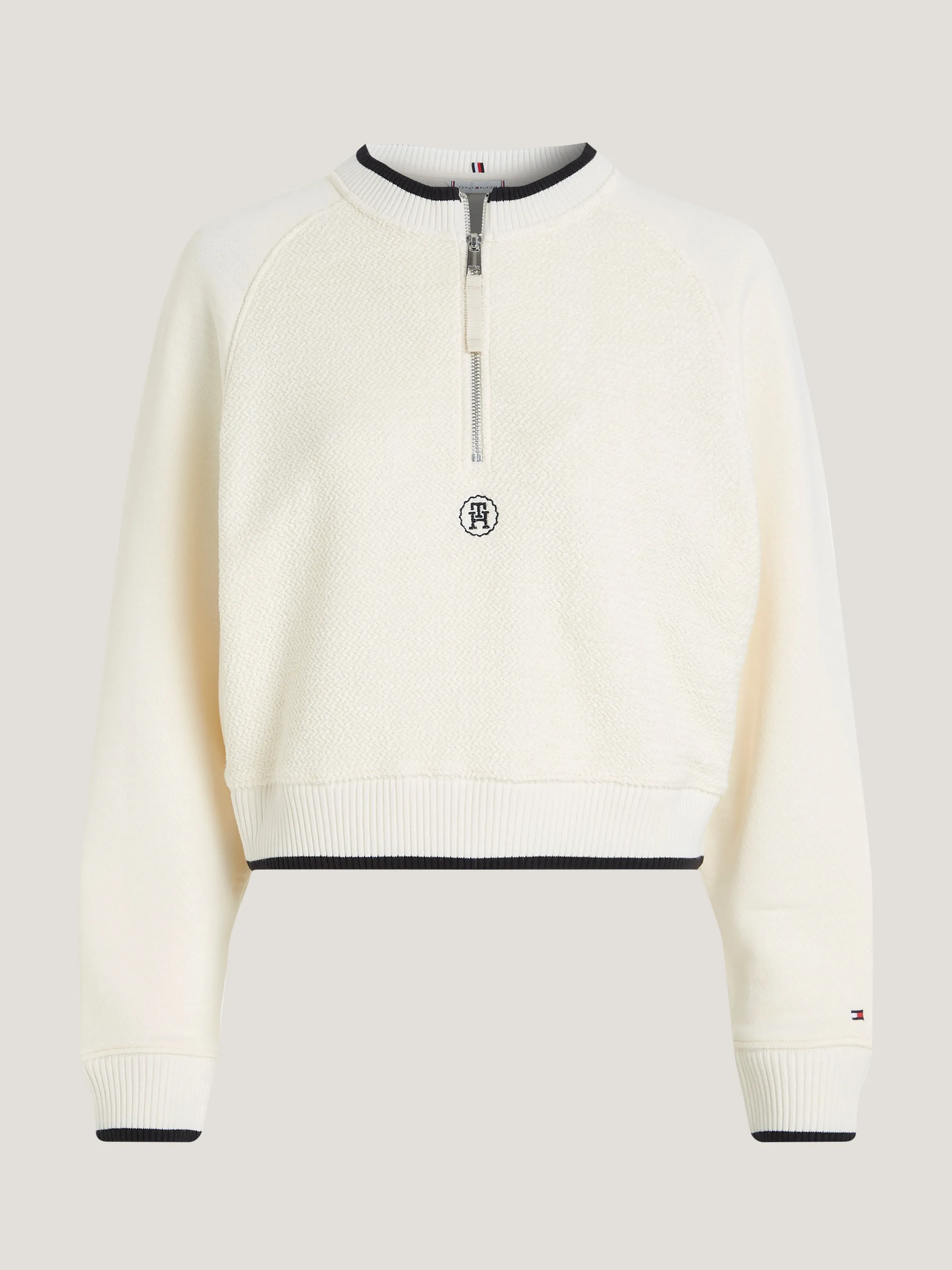 TH Monogram Textured Half-Zip Cropped Sweatshirt | Sweatshirts & Hoodies | Tommy Hilfiger