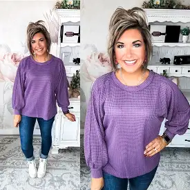 Too Much Fun Waffle Knit Top - Purple