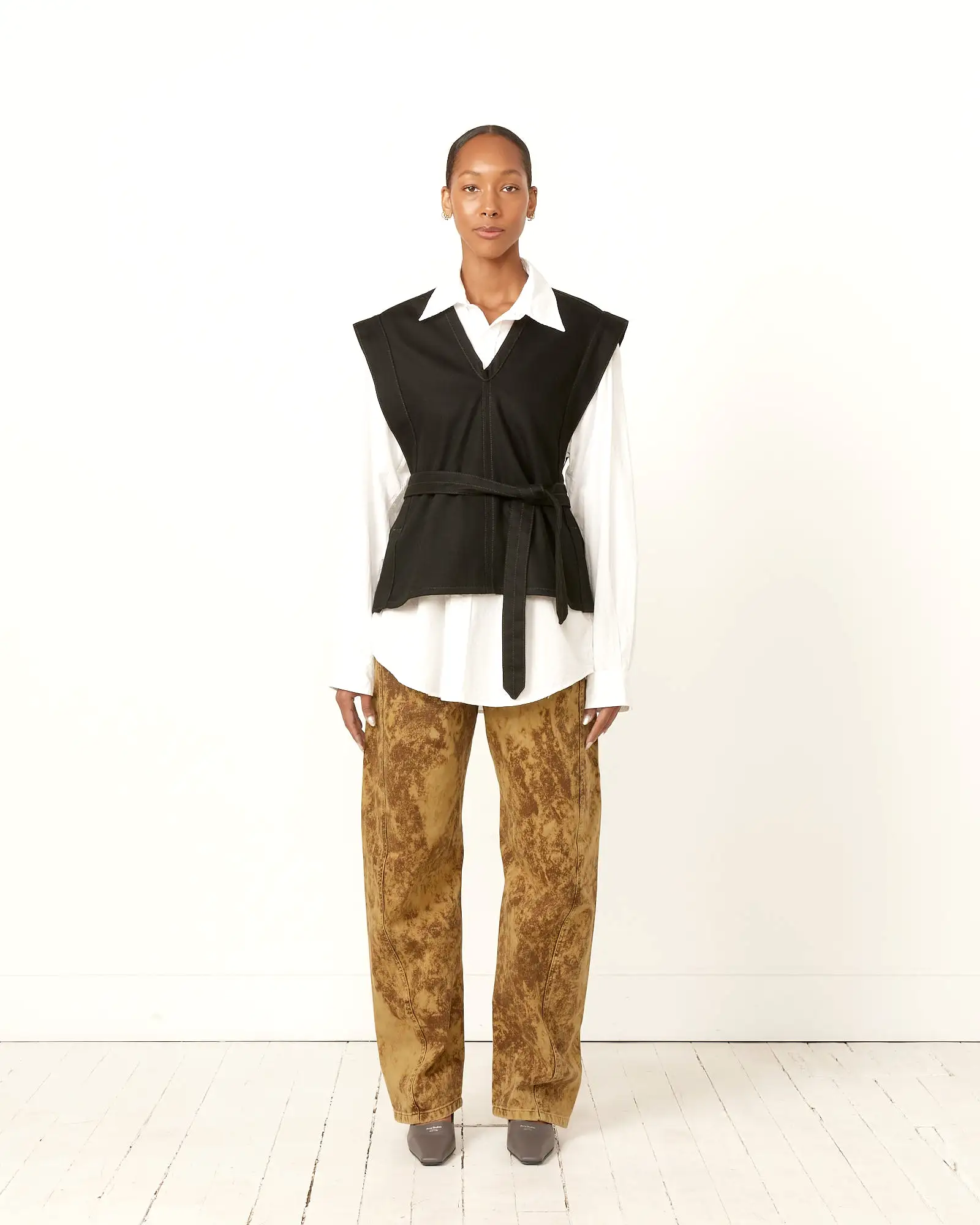 Twisted Belted Pant in Acid Snow Bronze