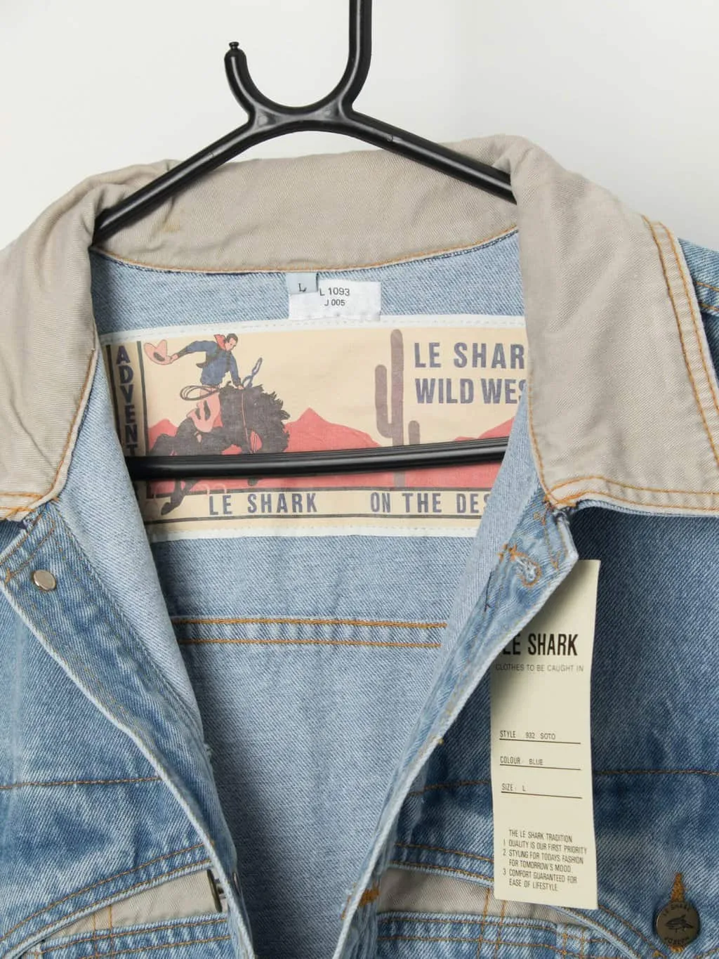 Vintage deadstock 90s Le Shark cowboy denim jacket – Large