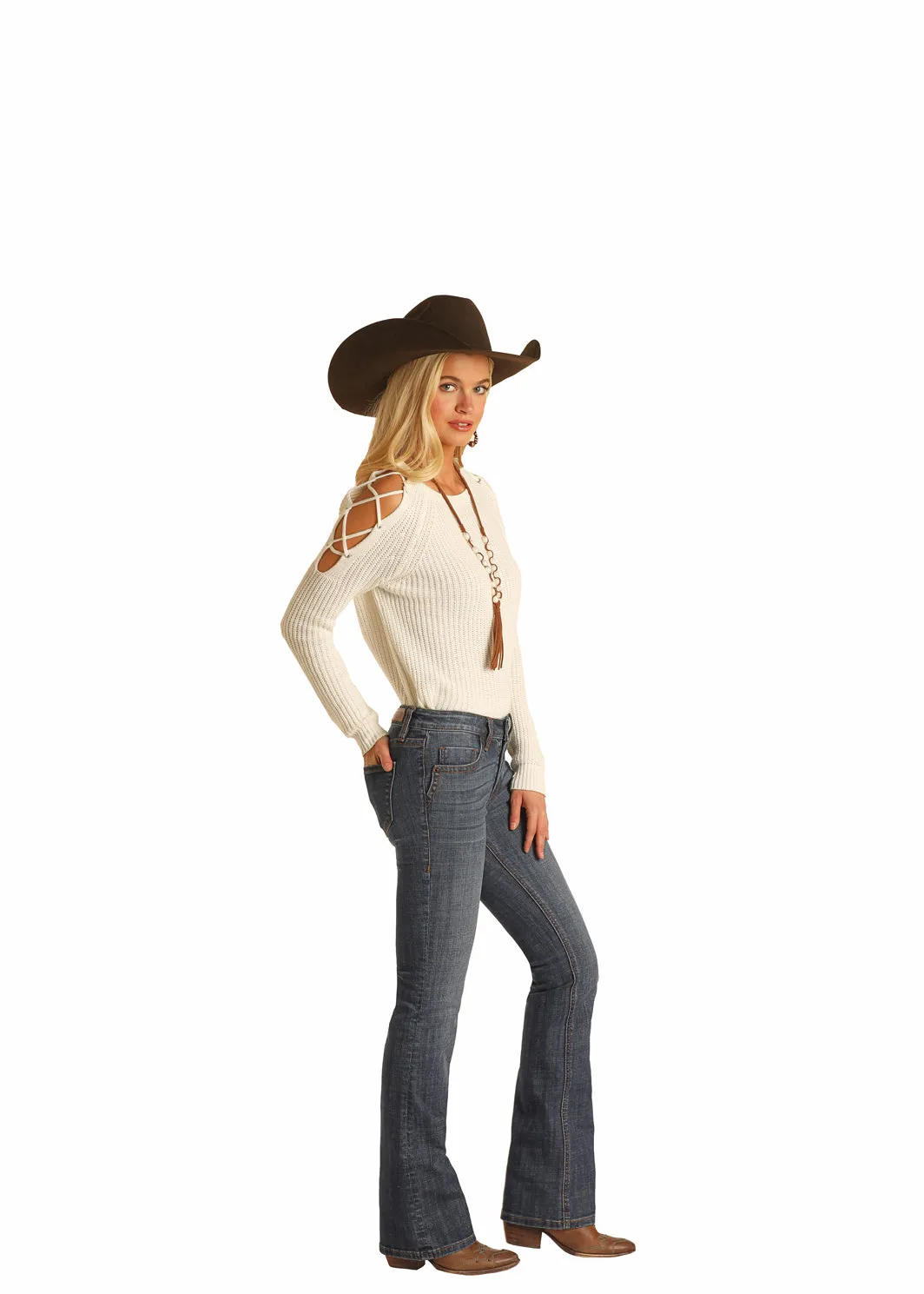 Women's Rock & Roll Cowgirl Mid-Rise Boot Cut Jean #W1-2702