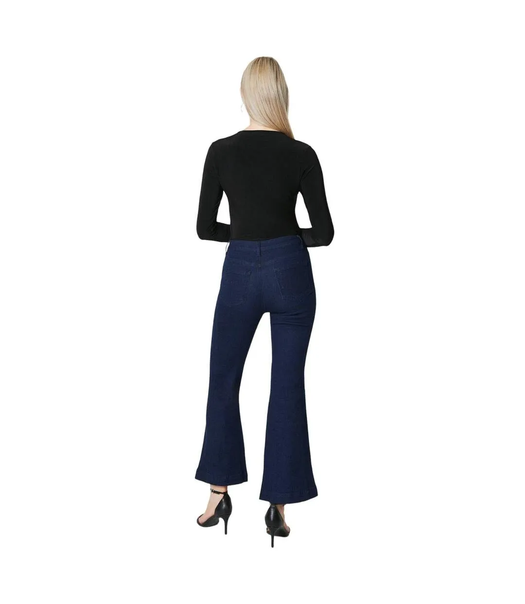 Womens/ladies flared hem petite jeans indigo Principles