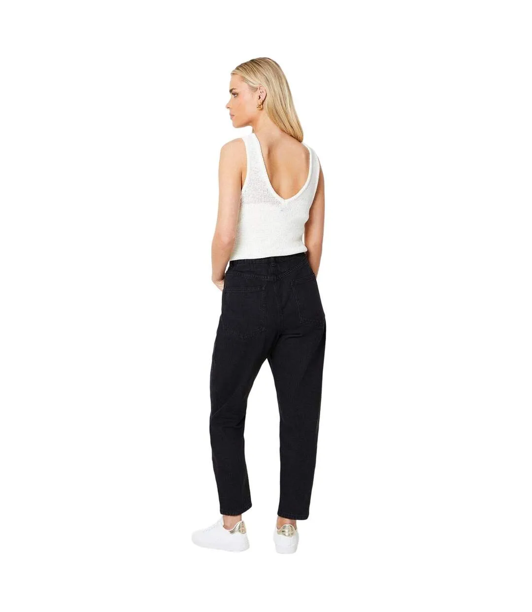 Womens/ladies petite relaxed mom jeans black Dorothy Perkins