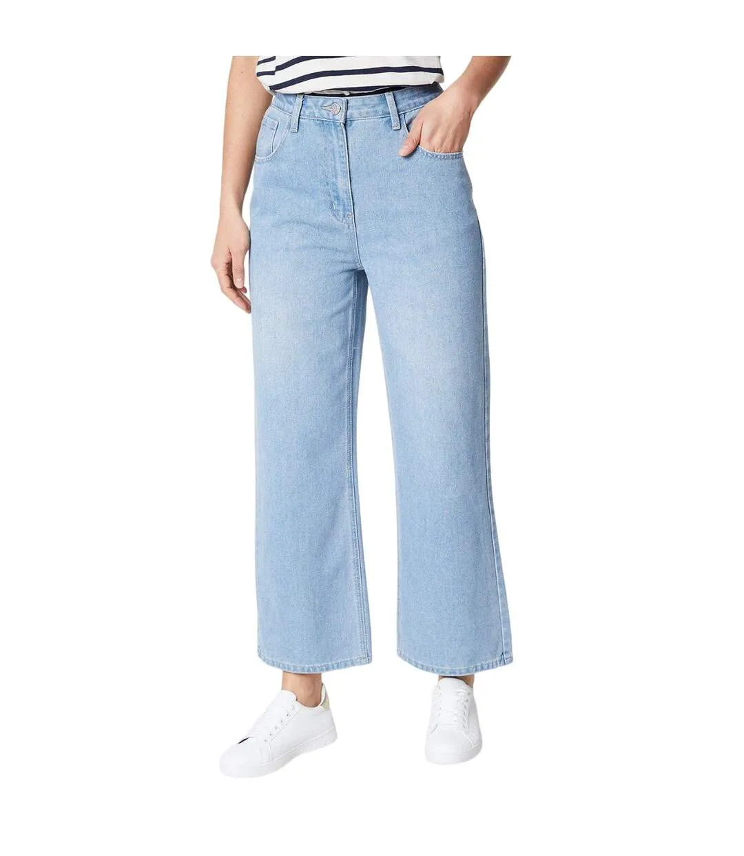 Womens/ladies petite wide leg jeans light blue Principles