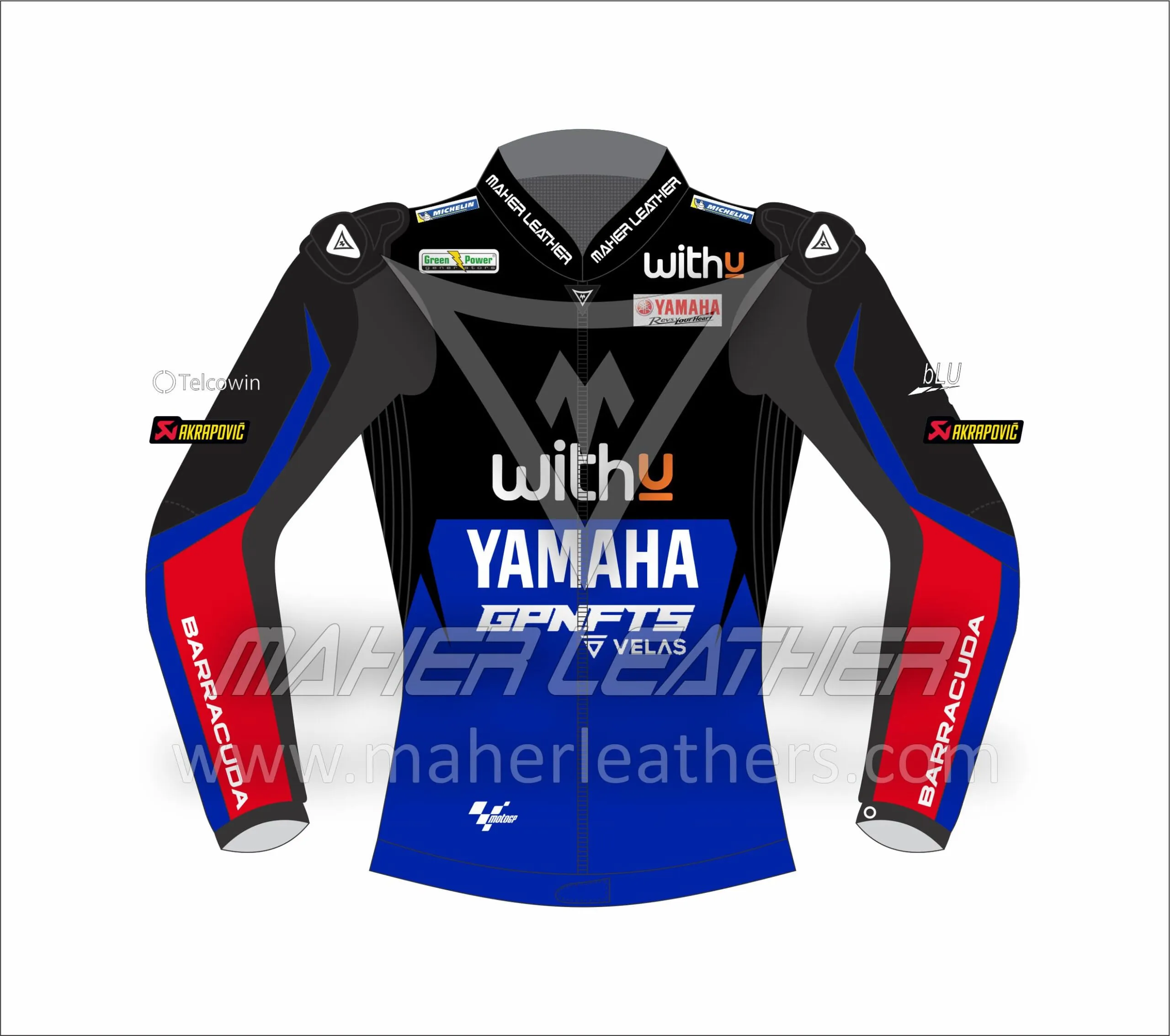 Yamaha leather Motorbike racing jacket 2022 Darryn Binder